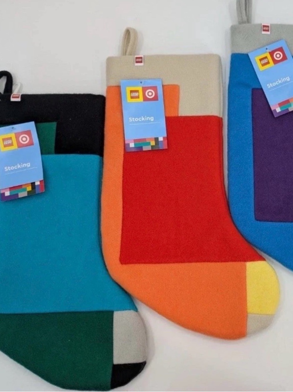 LEGO x TARGET Colorblock Holiday Lot Of 3 Christmas Stocking 20" NEW Exclusive